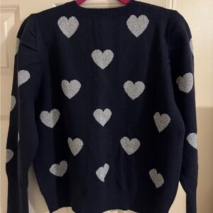 Sugarlips Navy Sweater with Silver Hearts